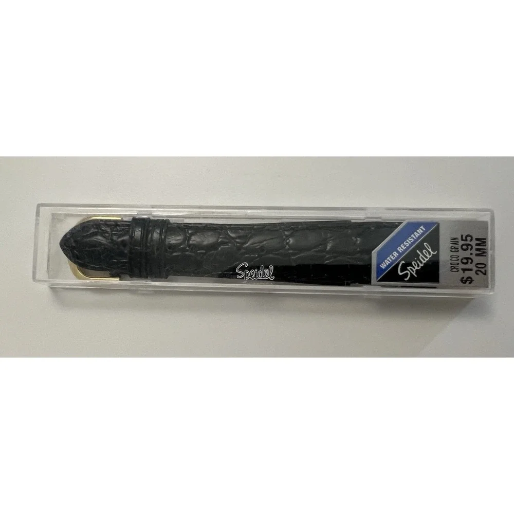 New Hirsch Speidel 20mm Black Genuine Leather Watch Strap Band Water Resistant